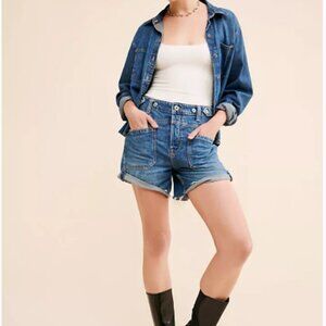 We The Free; Free People Palmer Mid Rise Denim Shorts; Size 30;EUC;Tunnel Vision